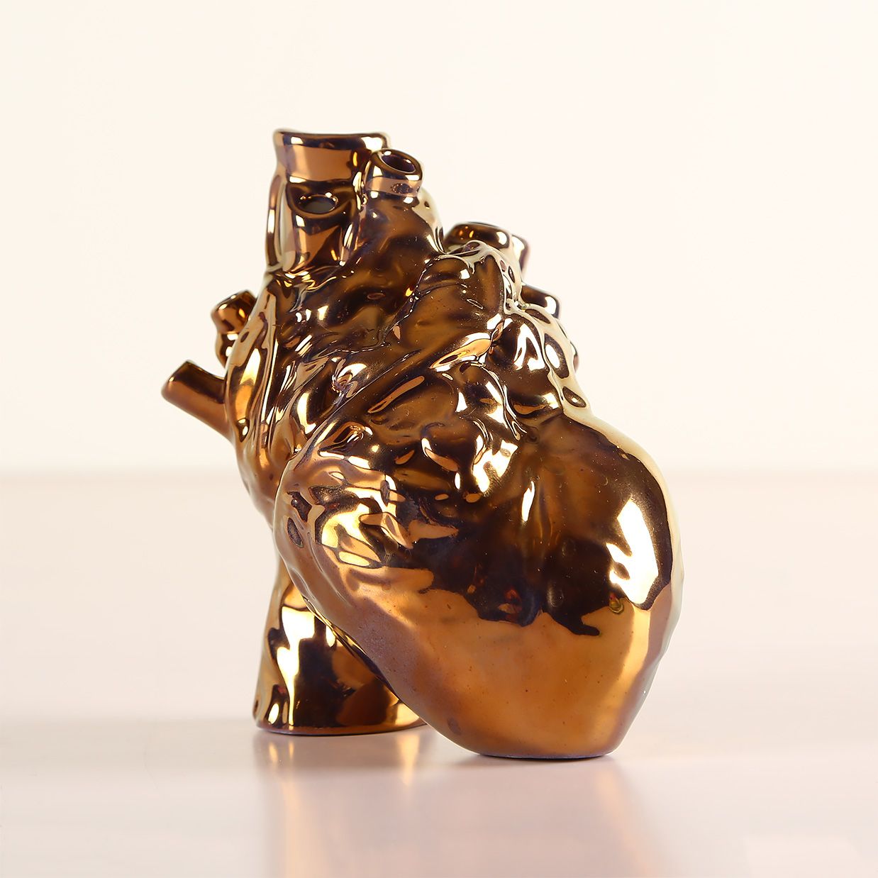 Brass Anatomical Heart Ceramic Vase - LoraShen Designer Art