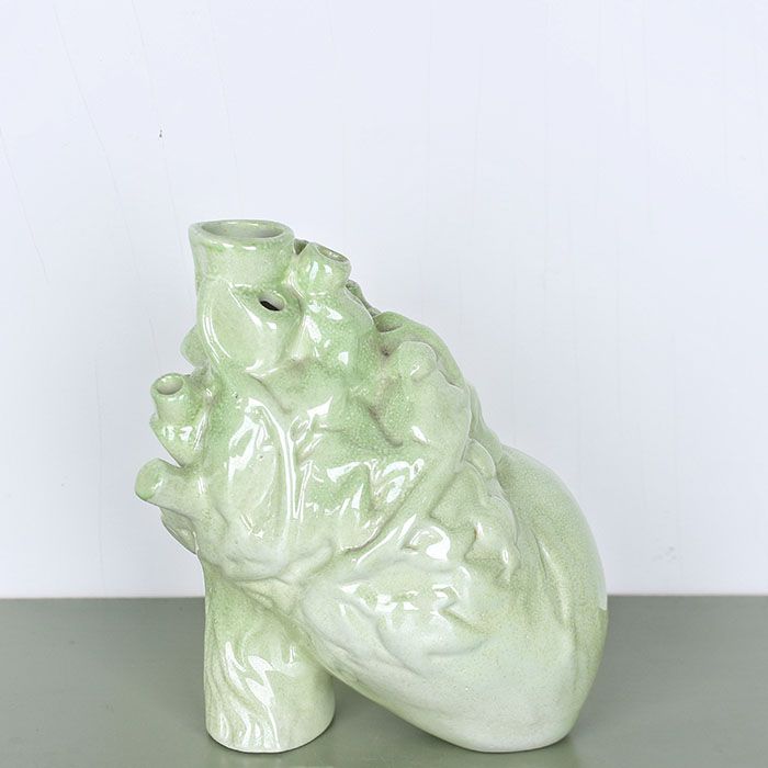 Chrysoprase Green Anatomical Heart Vase - LoraShen Handcrafted Art