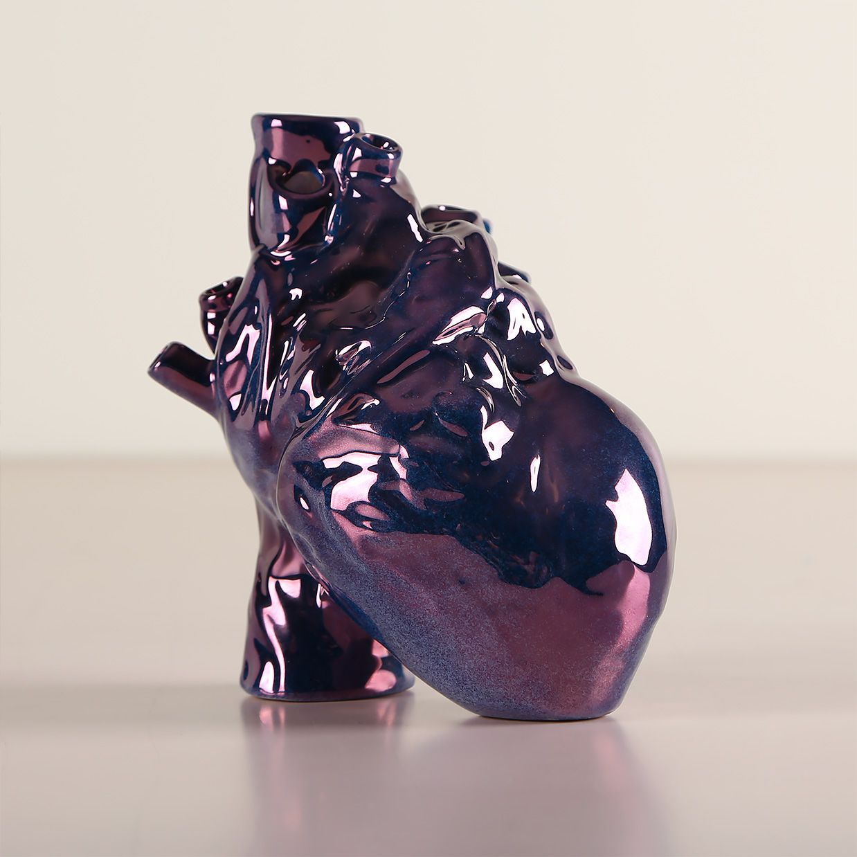 Cobalt Blue Iridescent Anatomical Heart Vase - LoraShen Designer Decor