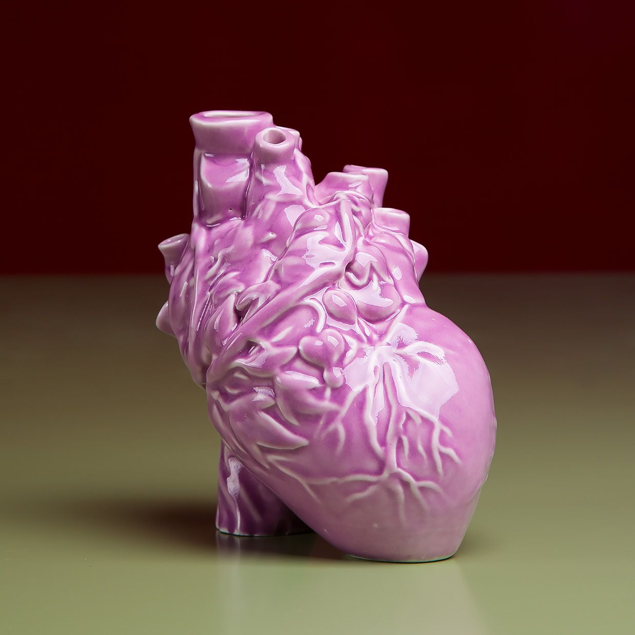 Glossy Lilac Heart Ceramic Vase - LoraShen Anatomical Art