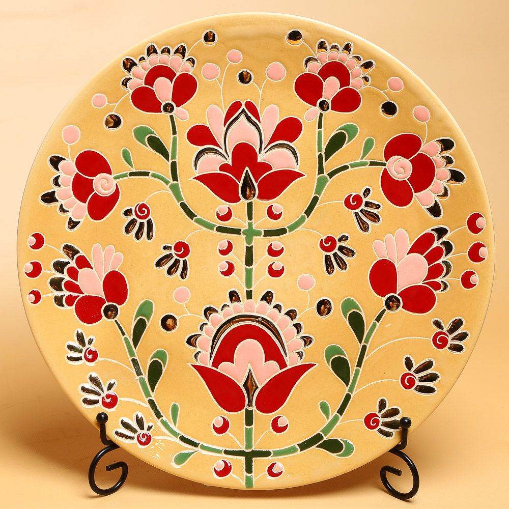 LoraShen Berehynia Collection: 'Tree of Life' Floral Ochre Art Plate