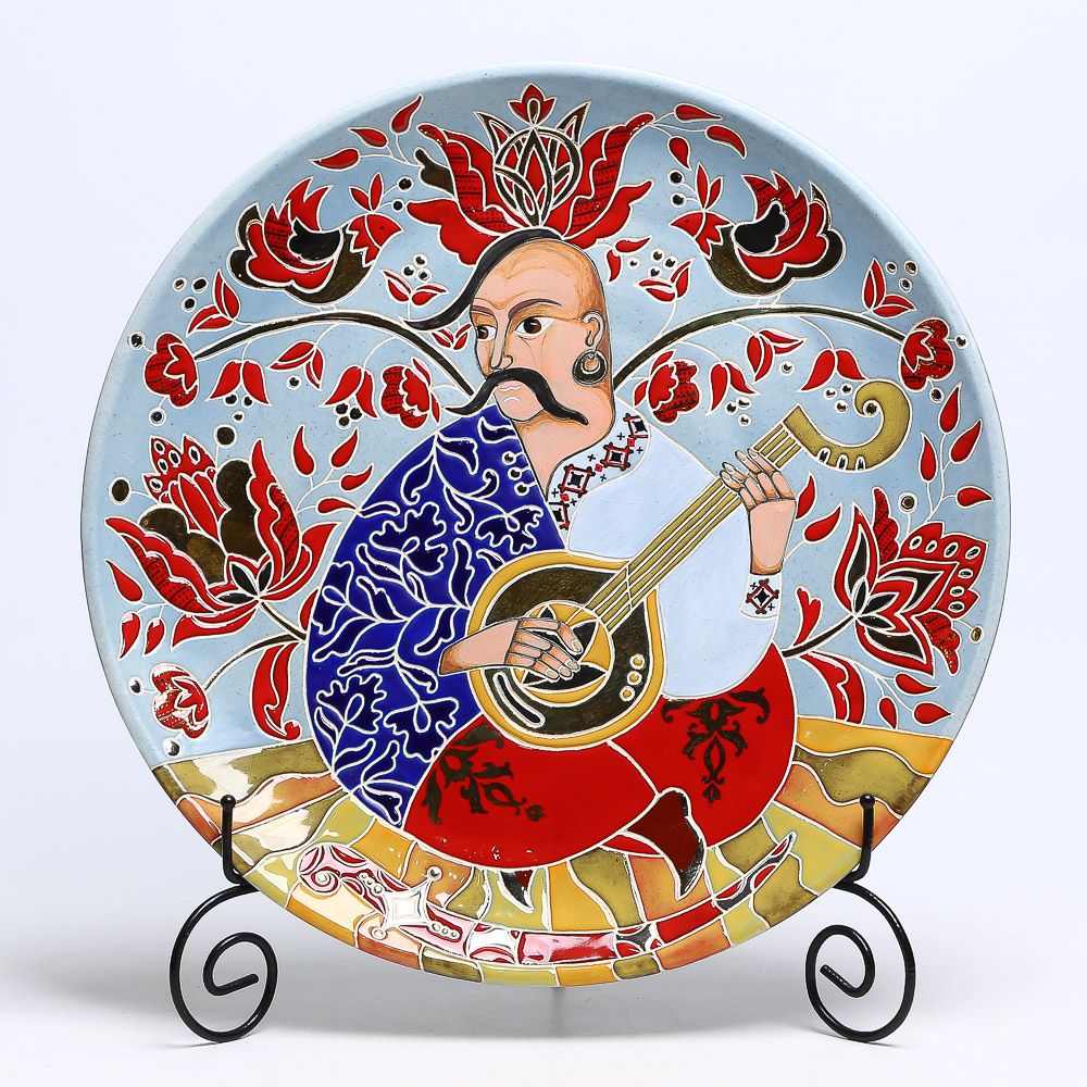 LoraShen 'Cossack Mamai' Decorative Plate – Hand-Painted Ukrainian Ceramic Art