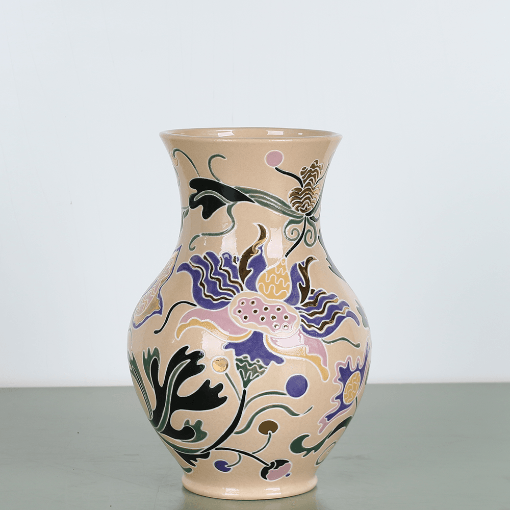 LoraShen 'Hetman' Glechik Hand-Painted Ceramic Vase (Purple & Gold) – Baroque Folk Art