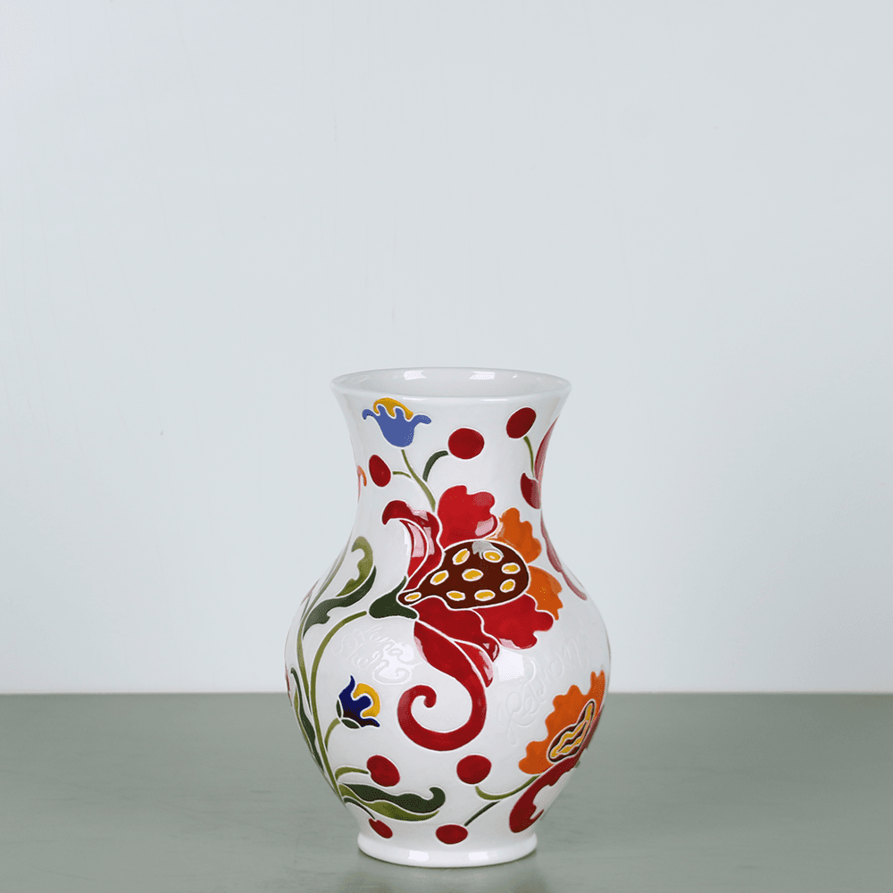 LoraShen 'Hetmans’ka' Glechik Hand-Painted Ceramic Vase – Baroque Folk Floral Art