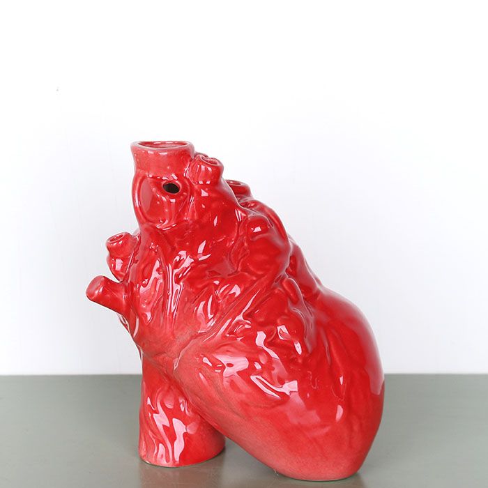 Red Anatomical Heart Ceramic Vase - LoraShen Handcrafted Art