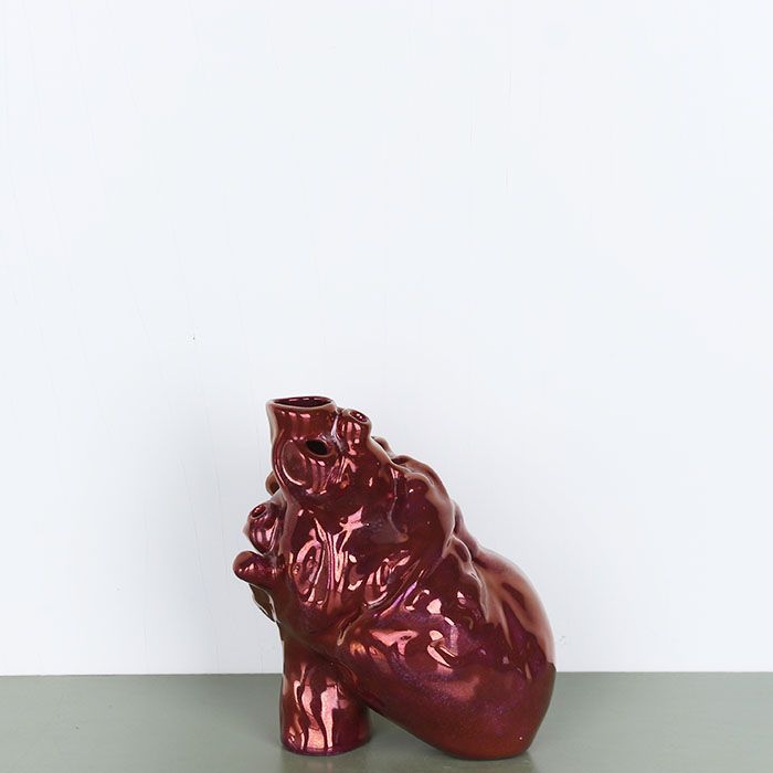Rose Gold Anatomical Heart Ceramic Vase - LoraShen Handcrafted Decor