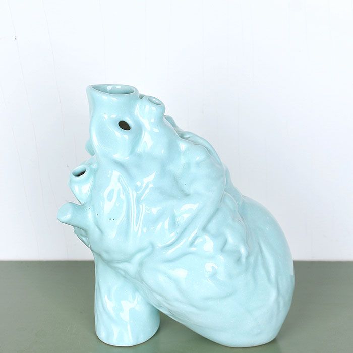 Turquoise Anatomical Heart Vase - LoraShen Designer Ceramic Decor