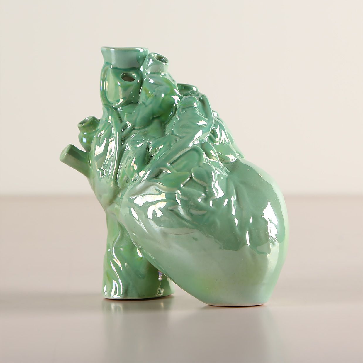Turquoise Pearl Anatomical Heart Ceramic Vase - LoraShen Designer Art